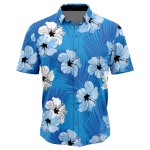 Summer Men’s Blue Floral Short Sleeve Shirt