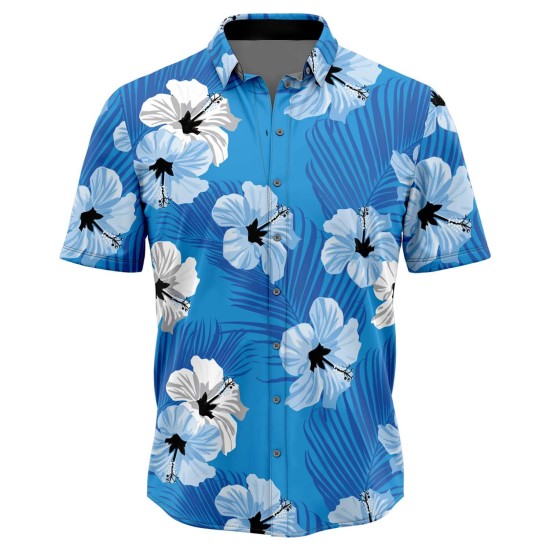 Summer Men’s Blue Floral Short Sleeve Shirt
